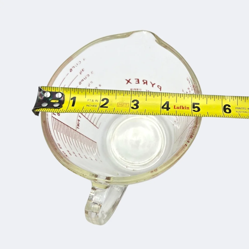Vintage Pyrex 4 Cup D-Handle Measuring Cup # 532 Red Lettering 1 Quart C-B 1941